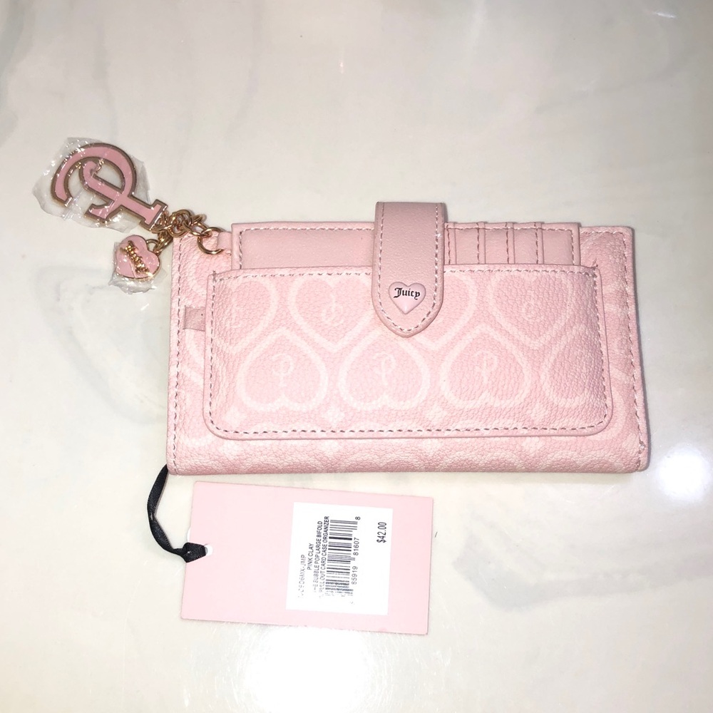 Juicy Couture Pink Clay The Bubble Pop Large Bifold + Pullout Card Case NWT